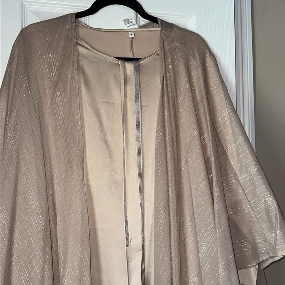 Elegant Long-Sleeve Taupe Layered Dress - Picture 3 of 3